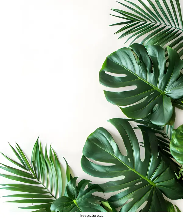 Tropical Leaves On White Background