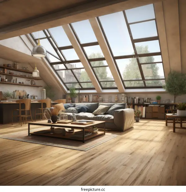 Scandinavian Style Living Room with Natural Light and Wooden Floor