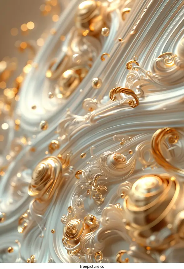 Golden and White Abstract Artwork