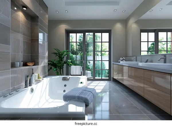 Modern Luxurious Bathroom with Jacuzzi Tub