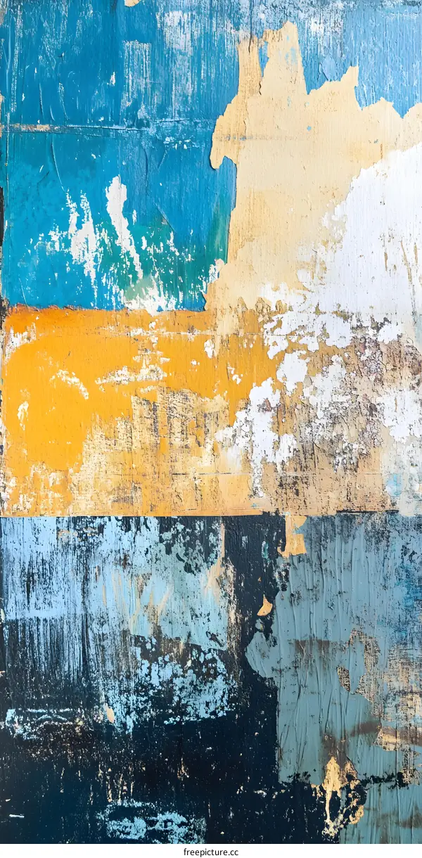 Abstract Peeling Paint Blue Yellow