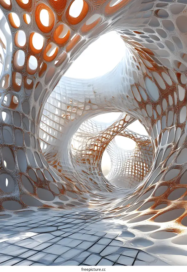 Abstract 3D Architectural Design with Curved Walls and Openings