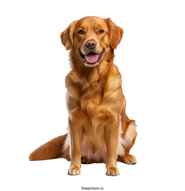 [Transparent Background PNG]Golden Retriever Portrait Against White Background