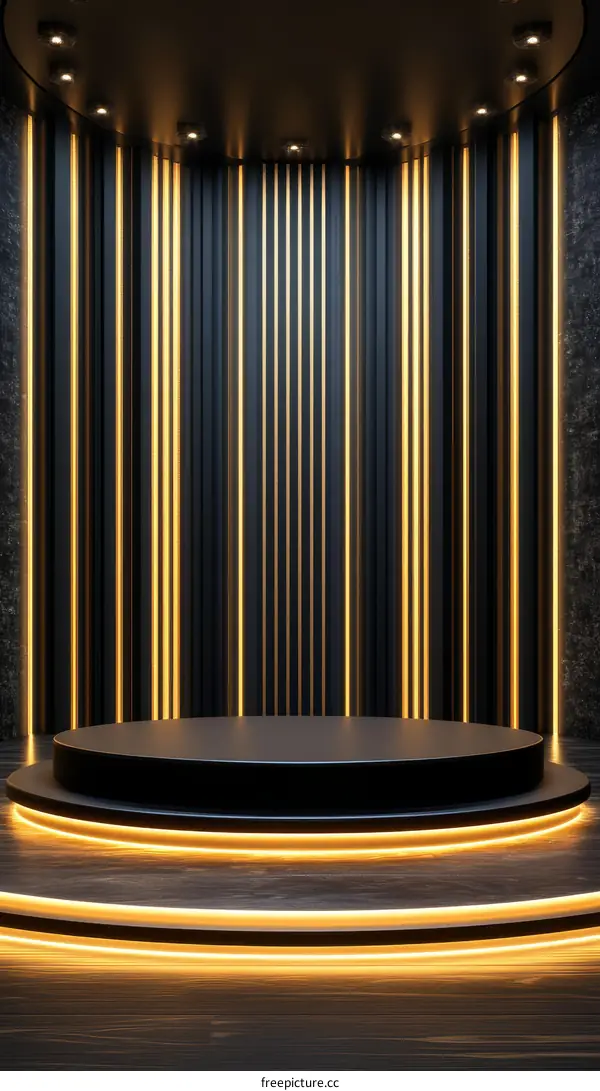 Black Minimalist Stage with Golden Accents