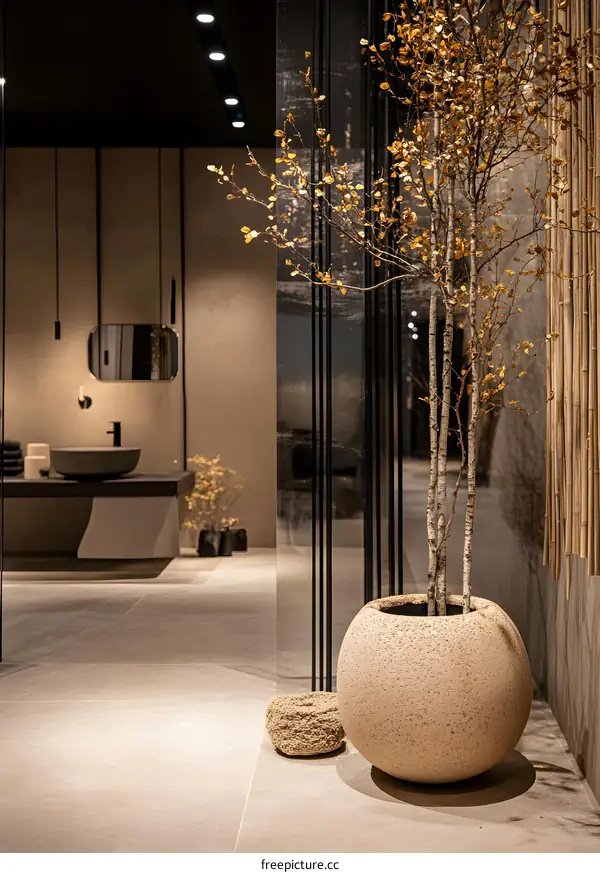 Modern Interior Design with a Large Plant in a Pot