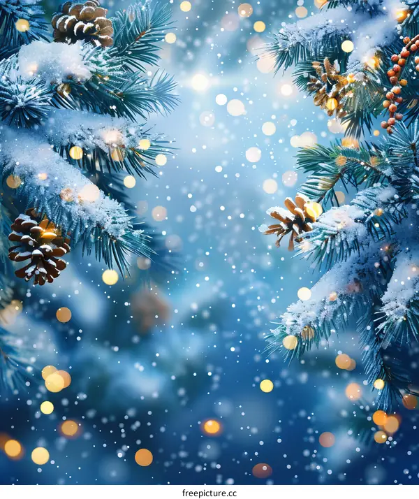 Christmas Tree Branches and Snowflakes