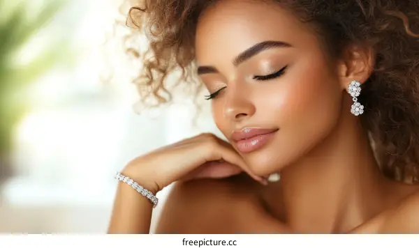Elegant African American Woman with Exquisite Jewelry