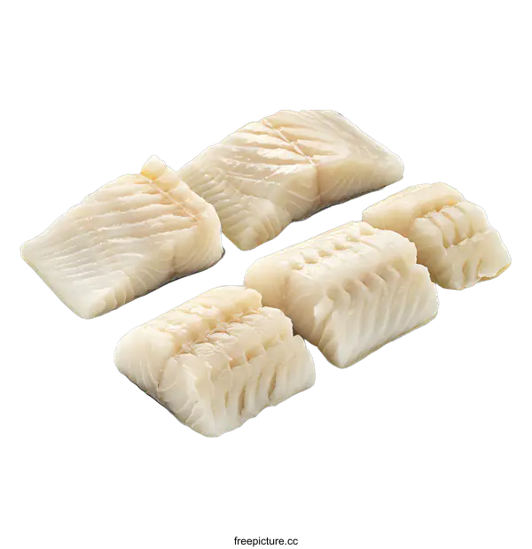 [Transparent Background PNG]four pieces of raw white fish fillet