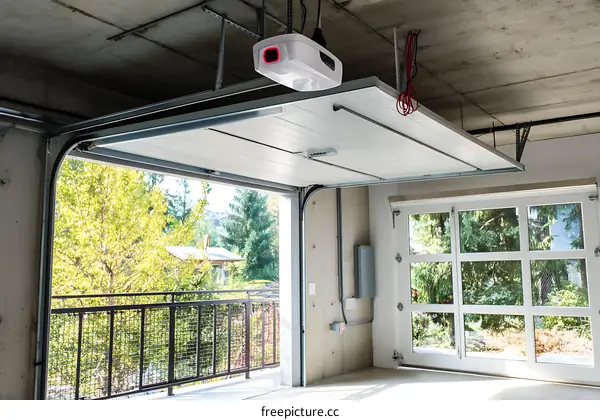 Modern Garage with Overhead Door and Natural Light
