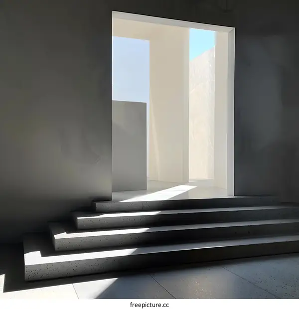 Modern Minimalist Architecture Concrete Staircase with Light