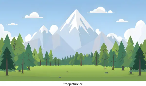 Cartoon Illustration of a Mountain Landscape