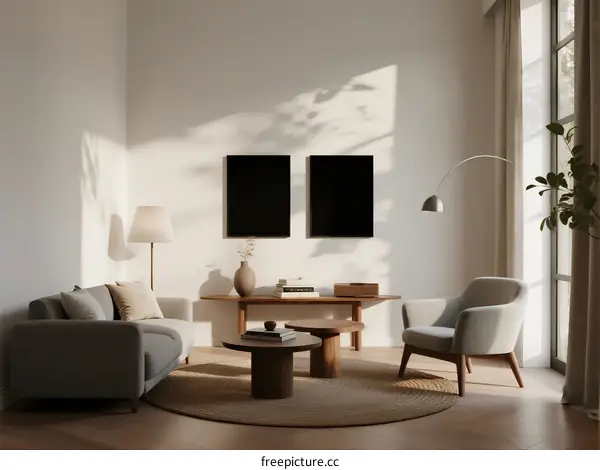 Modern Living Room with Minimalist Furniture and Natural Light