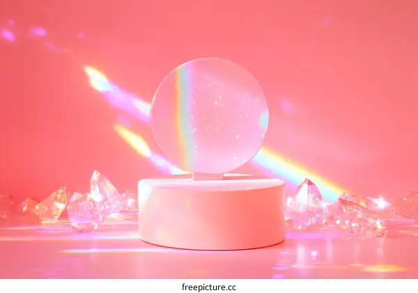 Pink Aesthetic Crystal Display with Light