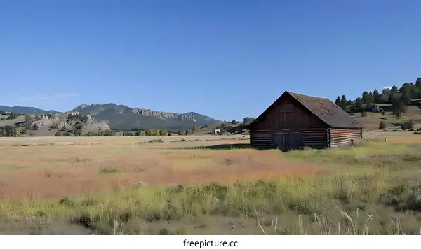 Old wooden barn in a field