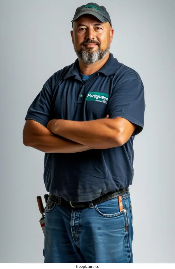 Portrait of a Portuguese man wearing a blue shirt