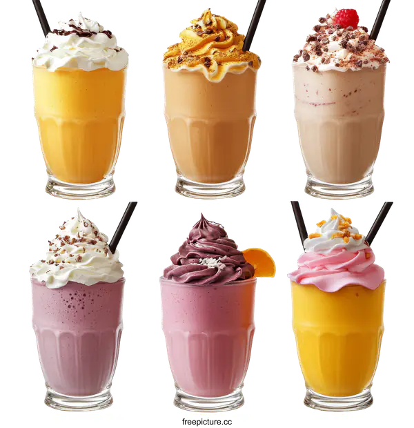 [Transparent Background PNG]Assortment of Delicious Smoothies