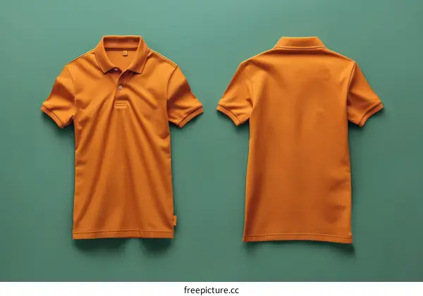 Front and back view of an orange t-shirt