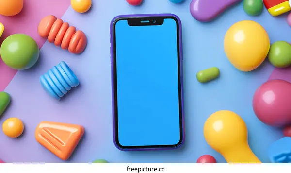Colorful Toy Shapes Surrounding Phone Screen