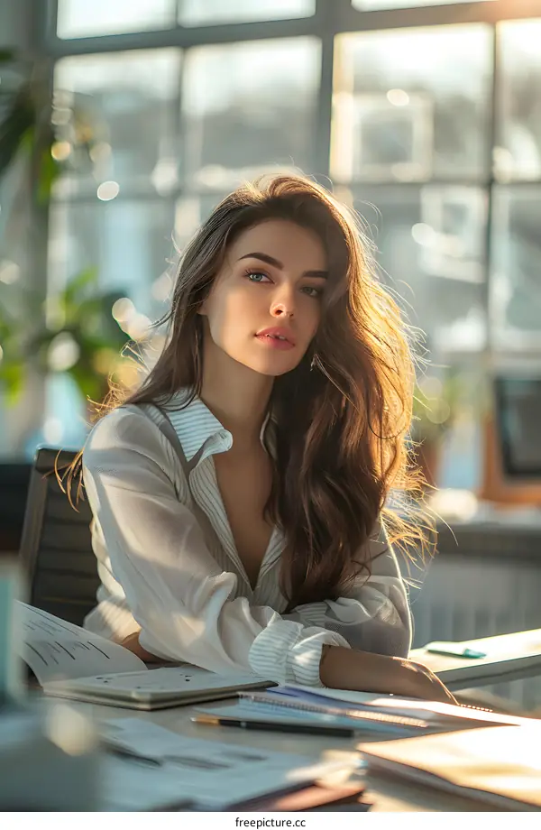 portrait of a beautiful young woman in the office