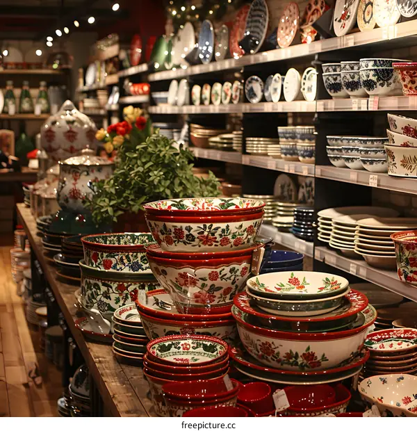Ceramic tableware shop display
