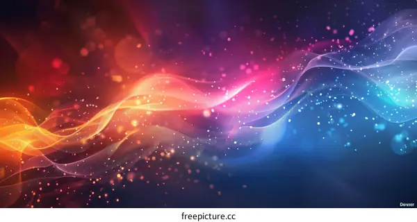 Vivid Light Trails Flow with Energy in a Dark Space