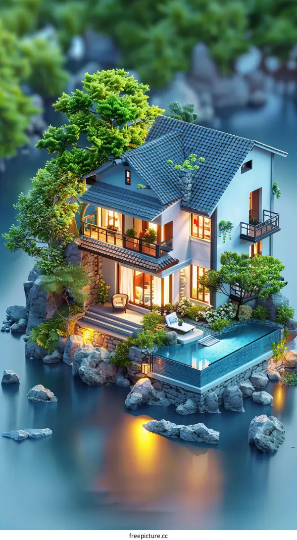 Modern House on a Secluded Island with Pool