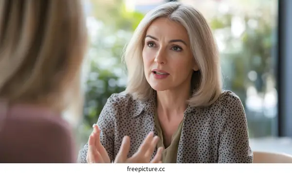 Close Up of Woman Talking to Another Woman