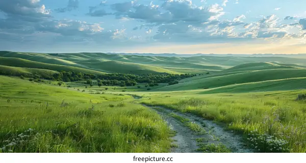 The green rolling hills of the countryside are beautiful and peaceful