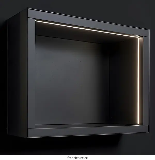 Black Frame Wall Shelf with Light