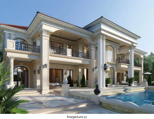 Luxury Mansion Exterior Design Illustration
