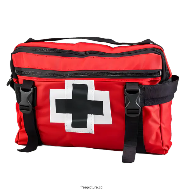 [Transparent Background PNG]Red First Aid Bag with Black Cross