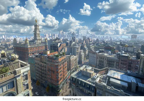 Cityscape Panorama of a Historic Urban District