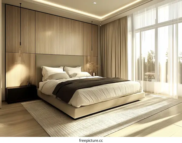 Modern Bedroom Interior Design with Natural Wood Accents