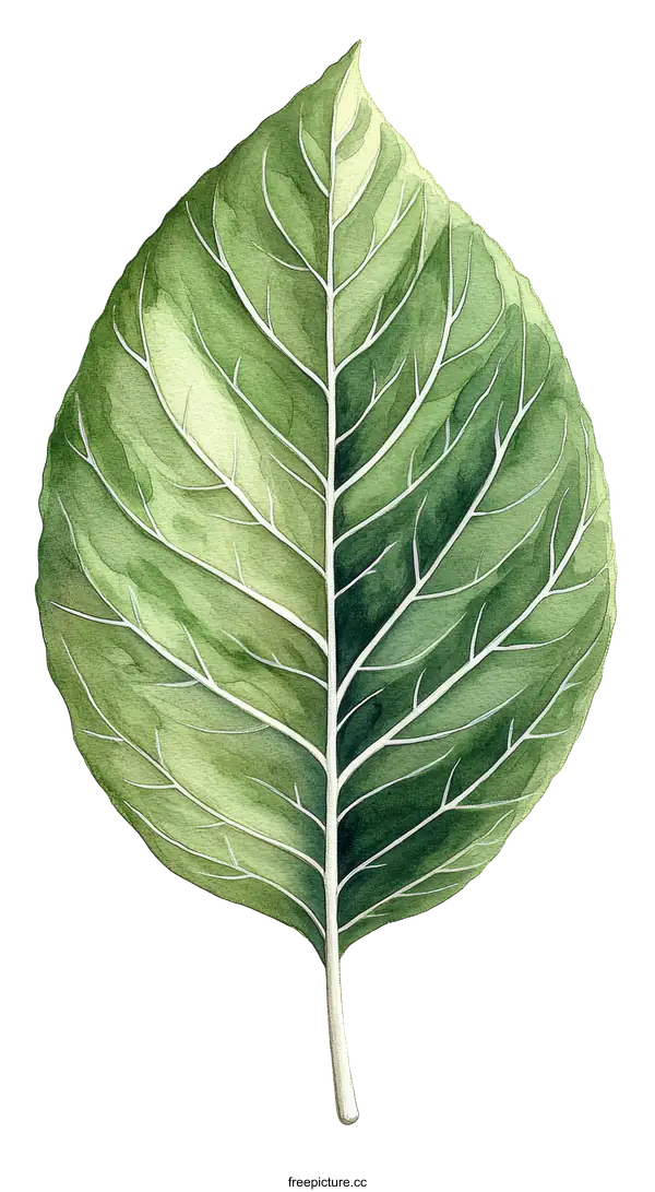 [Transparent Background PNG]Detailed Watercolor Painting of a Leaf