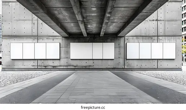 Blank Billboard Under Concrete Overpass