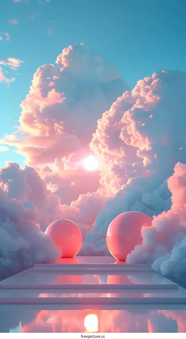 Dreamlike Pink Spheres in the Sky