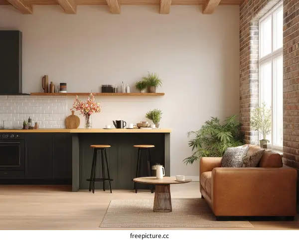 Modern Farmhouse Kitchen Living Area Interior Design