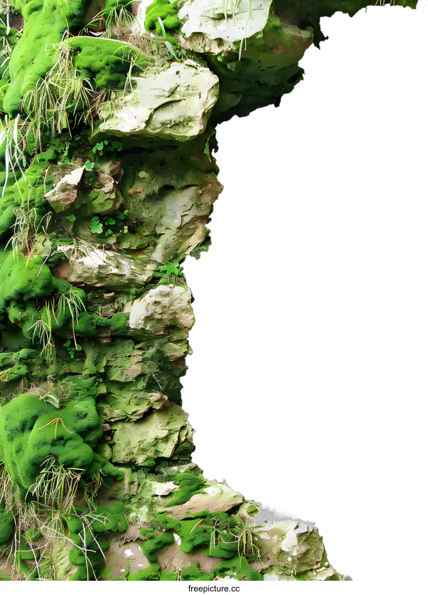 [Transparent Background PNG]Stone Wall With Moss And Vines
