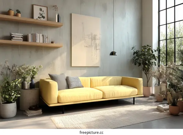 Modern Yellow Sofa Living Room Interior Design