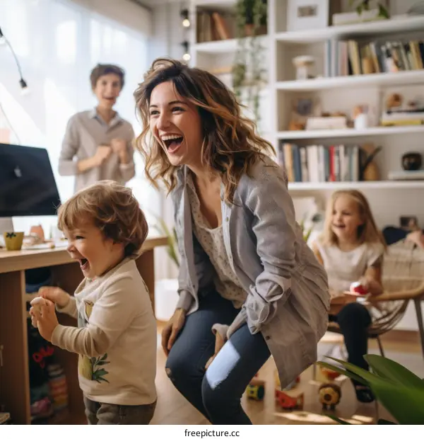Family having fun at home