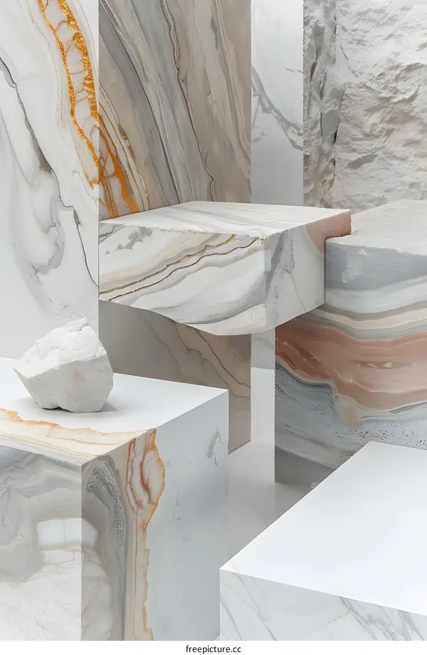 Abstract Marble Background with Geometric Shapes