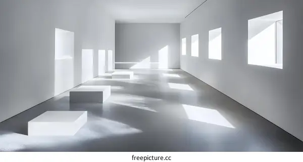 Minimalist White Room Interior Design with Sunlight and Windows