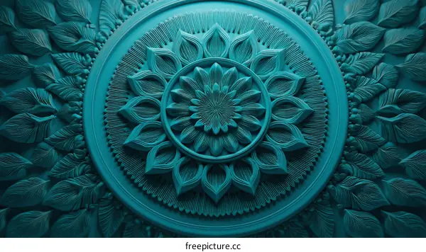 Teal Ornate Mandala Design Illustration