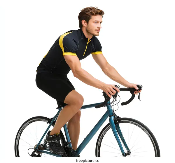 Man Cycling on Road Bike with Sport Wear