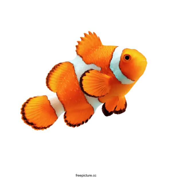 [Transparent Background PNG]Orange and White Clownfish in Action