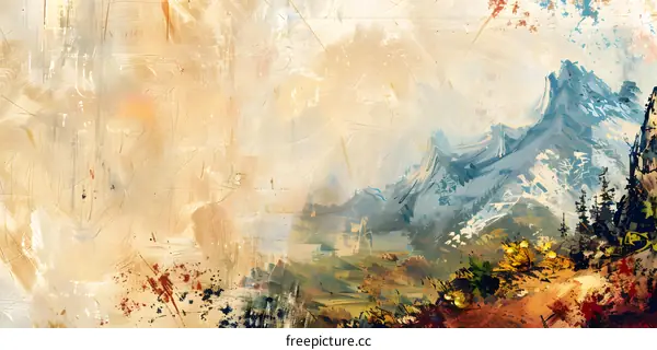 Abstract Oil Painting of Mountains