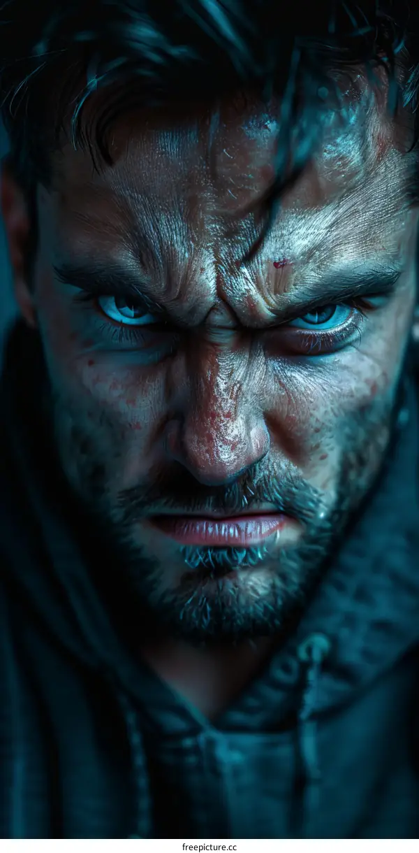 Closeup Portrait of a  Man with Angry Expression