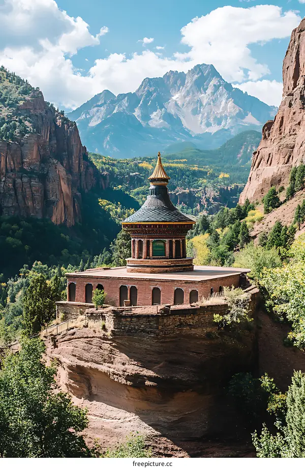 Mountaintop Temple in Colorado with a View of the Rocky Mountains