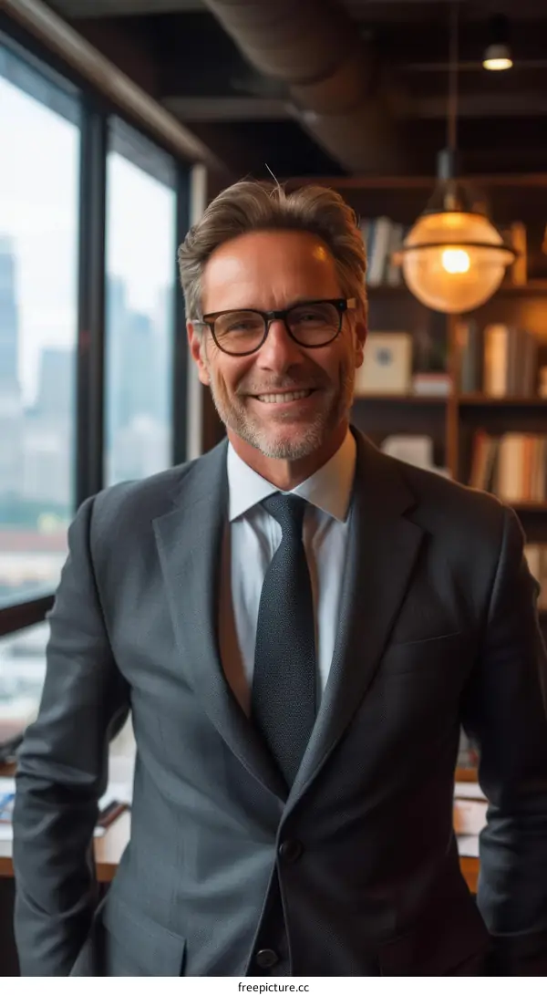 Portrait of a successful businessman smiling in an office