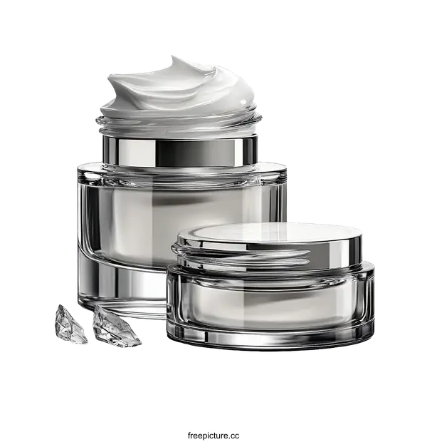 [Transparent Background PNG]Elegant Transparent Cream Jars with Diamonds